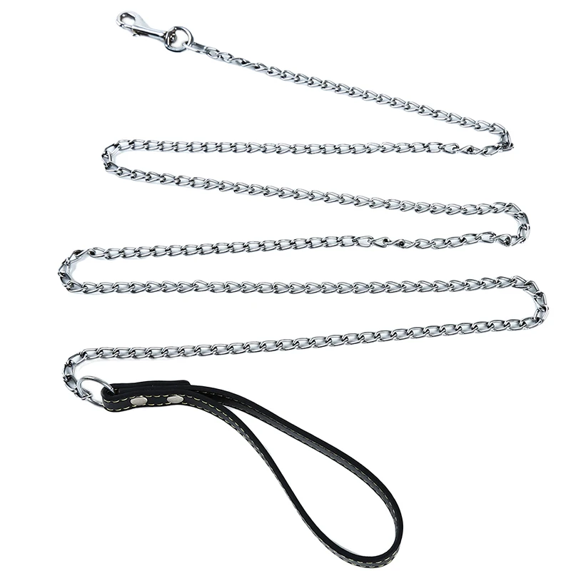 Bite Proof Heavy Duty Chain Dog Leash Pet Metal Lead Handle Trigger Hook Pet Training Collar Leash Necklace Dog Product dog collars engraved	