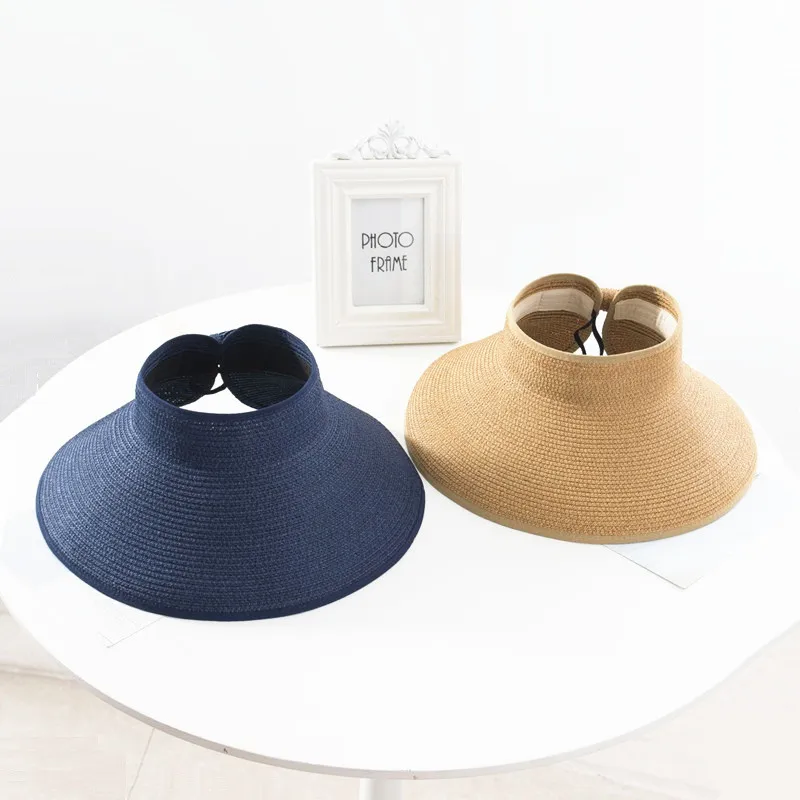 Summer Women's Holiday Beach hat Ladies Girl Topless Empty Bow Sun Visor Hat Sunshade Protection Straw hats beach hat