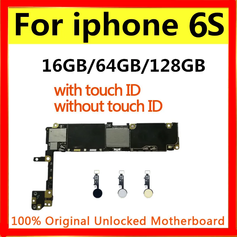 

Full unlocked for iphone 6S 6 S Motherboard With/Without Touch ID,Original for iphone 6S Mainboard with Full Chips,16GB 64G 128G