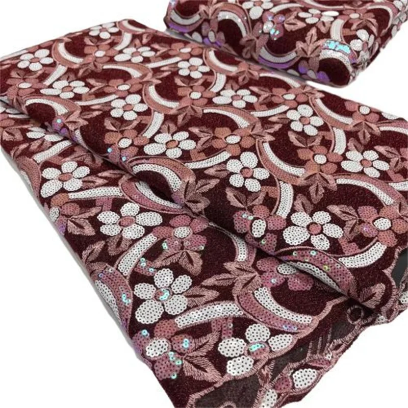 

African Lace Fabric 2022 Multicolor High Quality Lace Embroidered Nigerian Organza Sequin Lace Fabrics French Tulle Lace Fabric