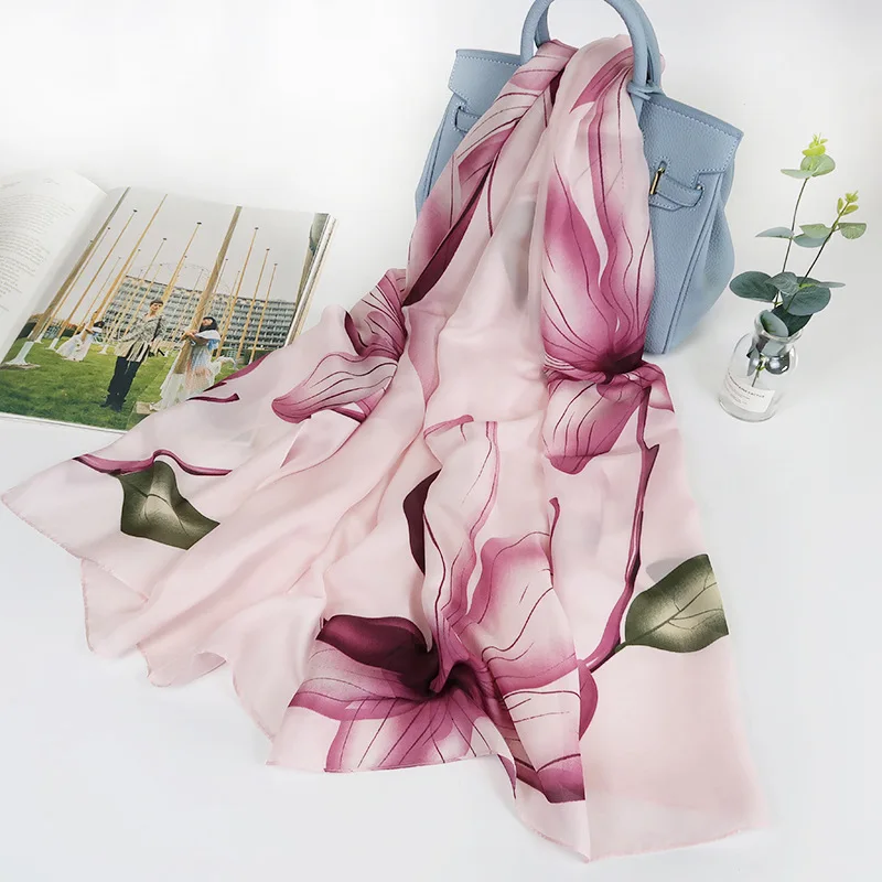 10 цветов высококачественный Шелковый роскошный женский шарф бренд Foulard палантин шаль Летний стиль длинный пляжный шелковый шарф 180*90 см