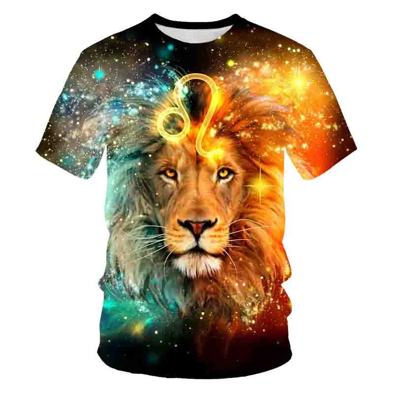 

New African Lion 3D Printing Men's T-shirt Soft Material Loose Clothing Multicolor Personalized Customized Couple T-shirt