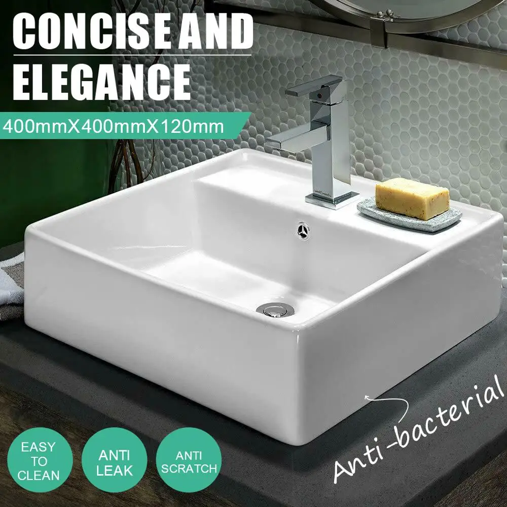 

Bathroom Rectangular Wash Basin Gloss Crystalline Ceramic Crack Resistant Antibacterial Durable For Home Sanitary Toilet Room