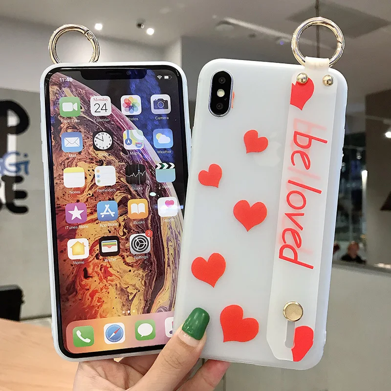 Wrist Strap Hand Band Case For iPhone 11 Pro X XS Max Case Soft Silicone Back Cover For iPhone 7 8 6S Plus XR 8Plus Fundas Coque