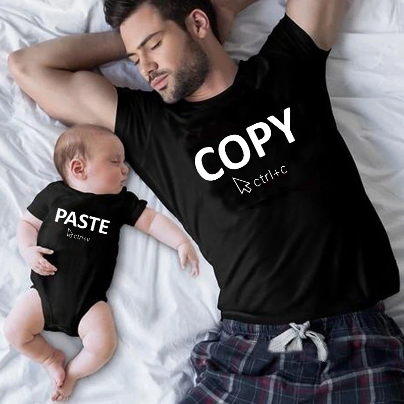 

Family Look Copy Paste Tshirts Funny Family Matching Clothes Father Daughter Son Outfits Daddy Mommy and Me Baby Kids Clothes