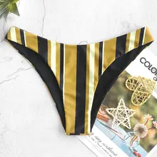 Женский раздельный купальник-бикини в полоску с высокой талией
