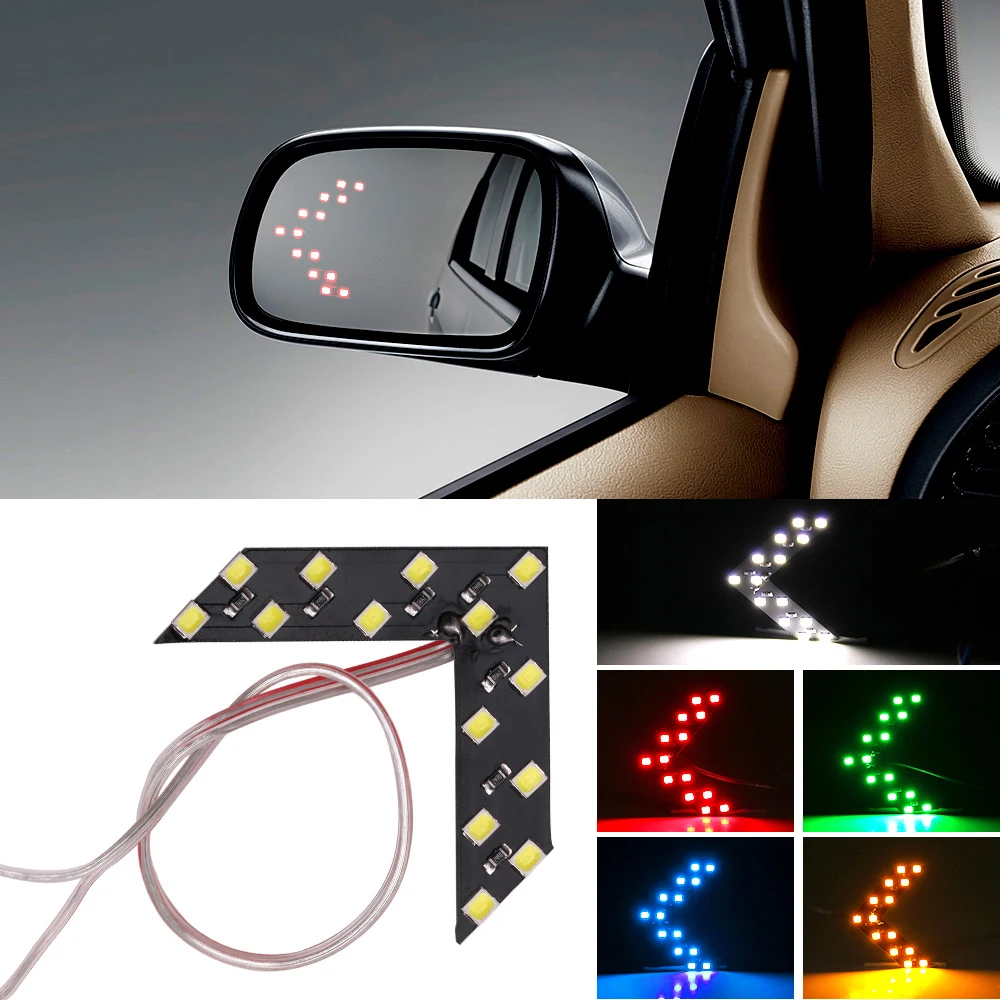 

100X LED Turn Signal Light 14SMD Rear View Mirror Arrow Panels Indicator Light Rearview Mirror Signal bulb White Yellow Red 12V