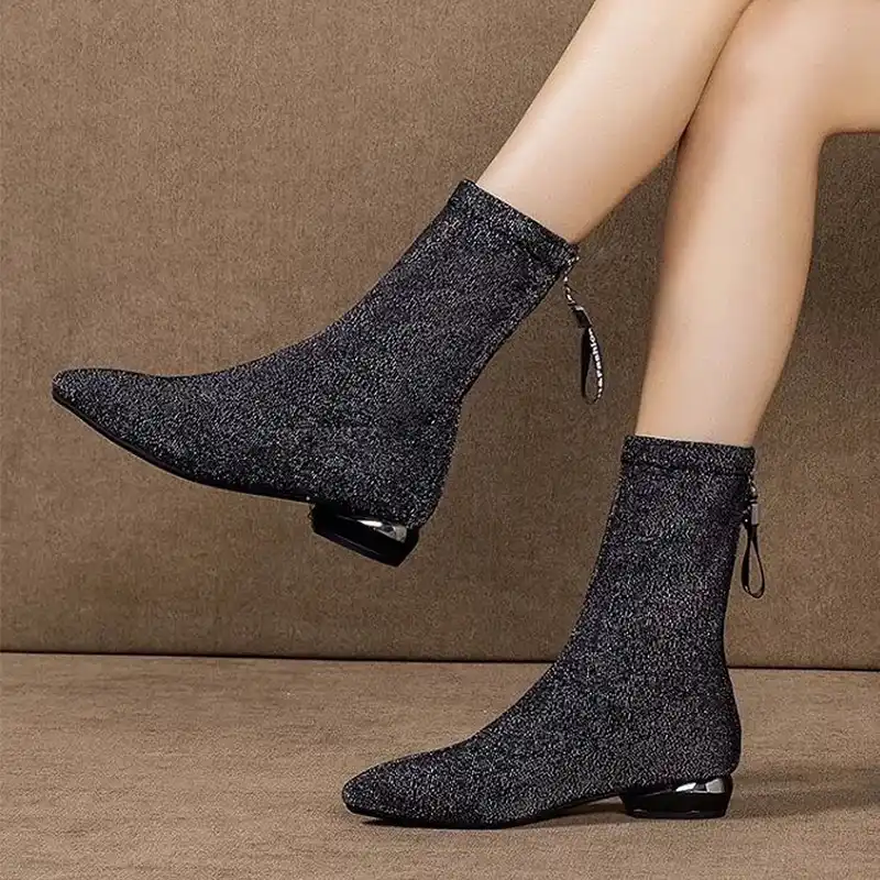 ladies black sock boots