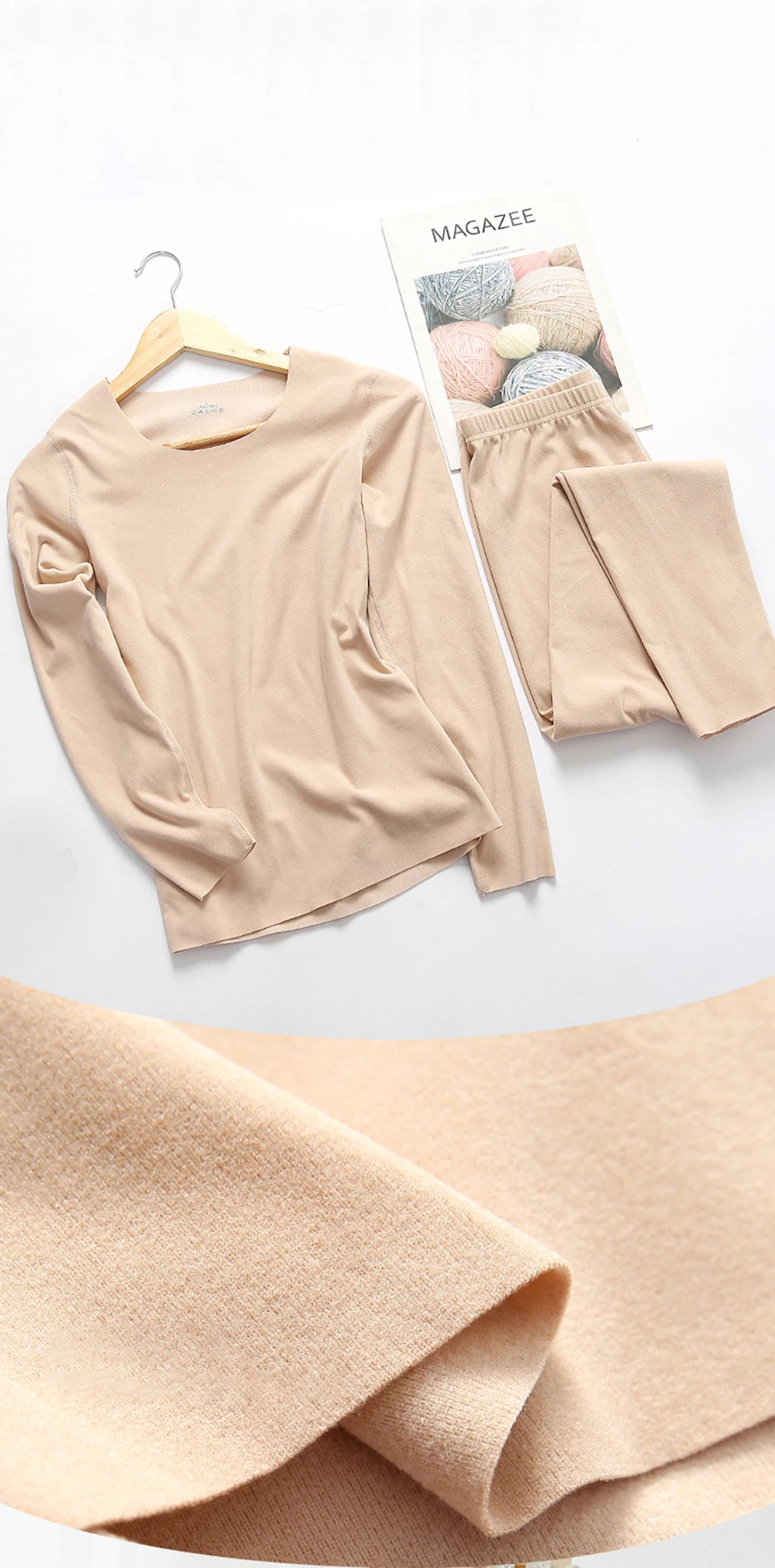 Waliicorners Soft Pyjamas Sets Winter Warm Round Neck Slim Shaper Pajamas Thermal Underwear Suits 17 H6b27f22a69e9408fa2de8a86eb6b89dd5