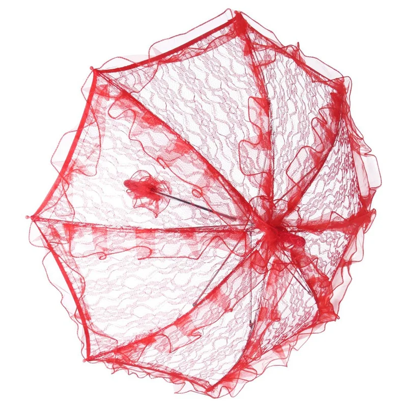 2 шт кружевной зонтик Свадебный кружевной цветок свадебный зонтик для невесты зонтик, красный и черный