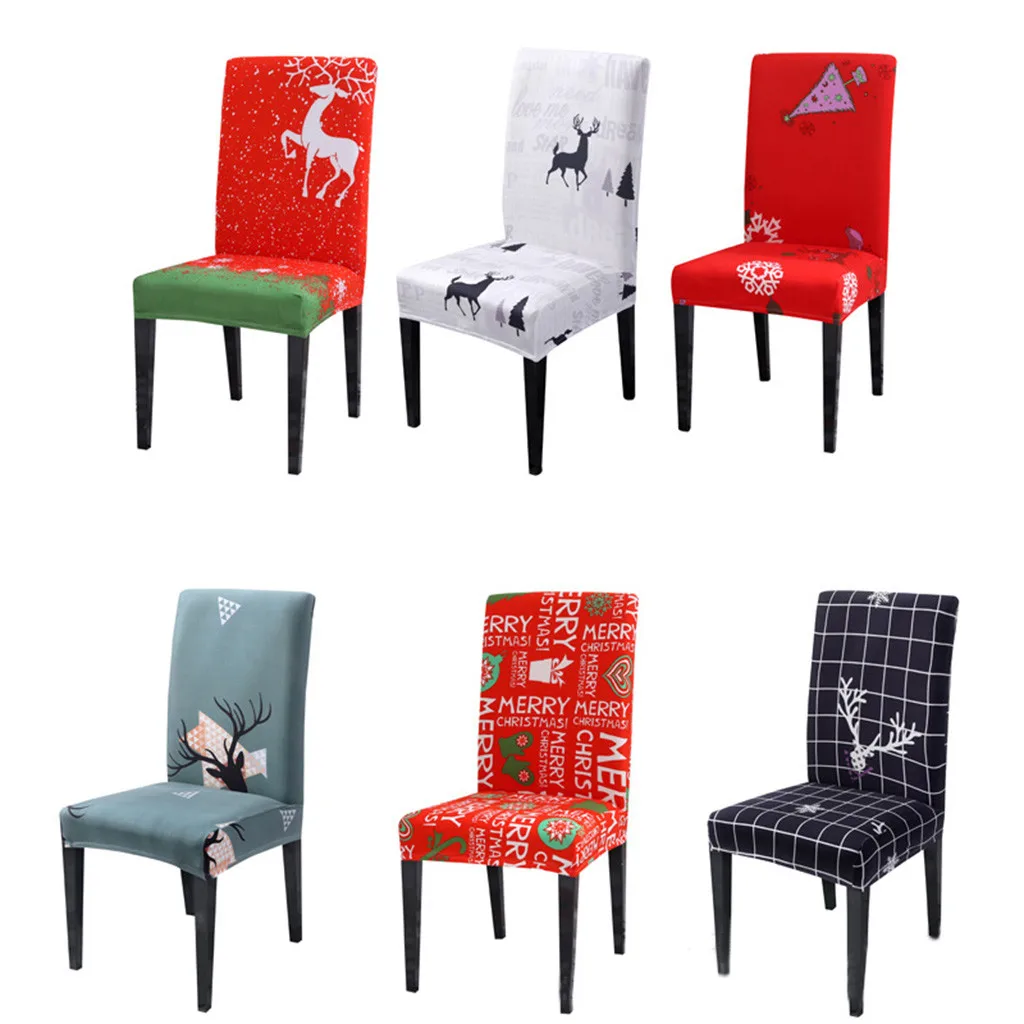 New Stretch Dining Chair Covers Slipcovers Christmas Home Decor Seat Covers