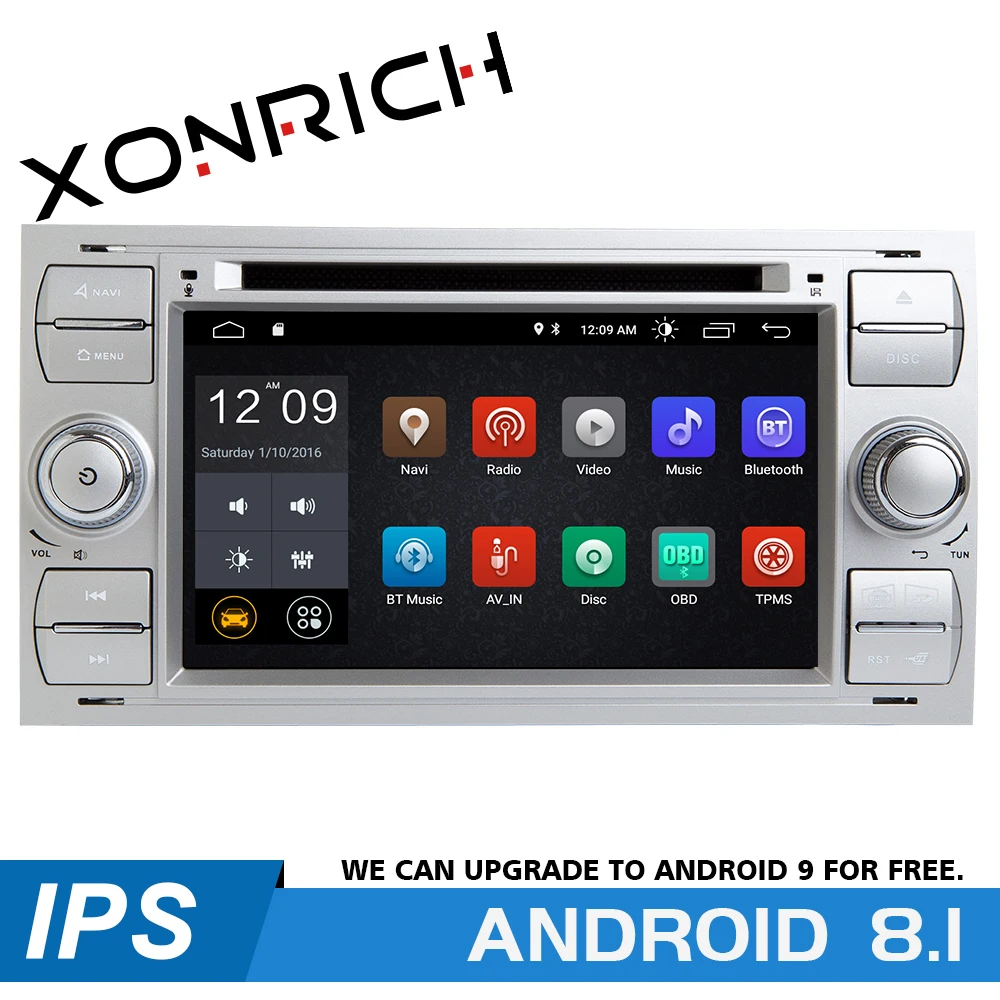 2 din Android 8,1 автомобильный Радио мультимедийный плеер для Ford Focus 2 3 mk2 Mondeo 4 Kuga транзит подключение S-MAX C-MAX GPSNavigation ips