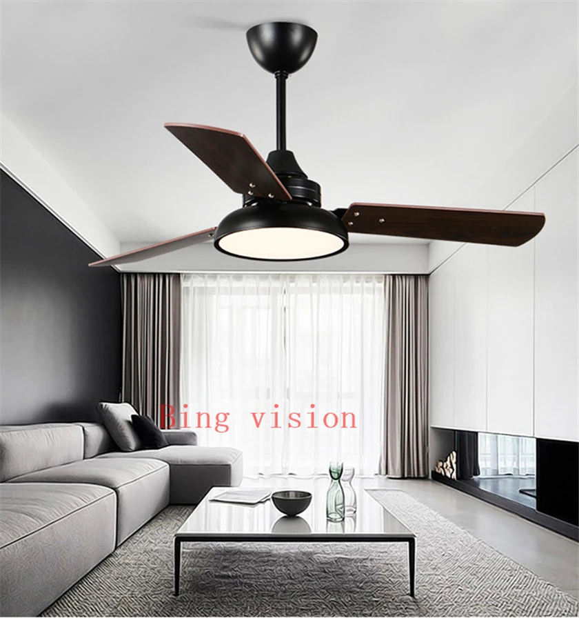 Ventiladores de Teto Ventiladores de Teto com Luzes de Madeira Pás do Ventilador Nordic Vento Industrial Luzes de Madeira 42 Polegada Ventiladores Escurecimento Remoto Lâmpada 220v com 3 Ventiladores de Teto Com Luzes De Madeira