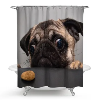 

Dog Shower Curtain For Adults Cartoon Watercolor Dog Waterproof Bathroom Curtain With Hooks