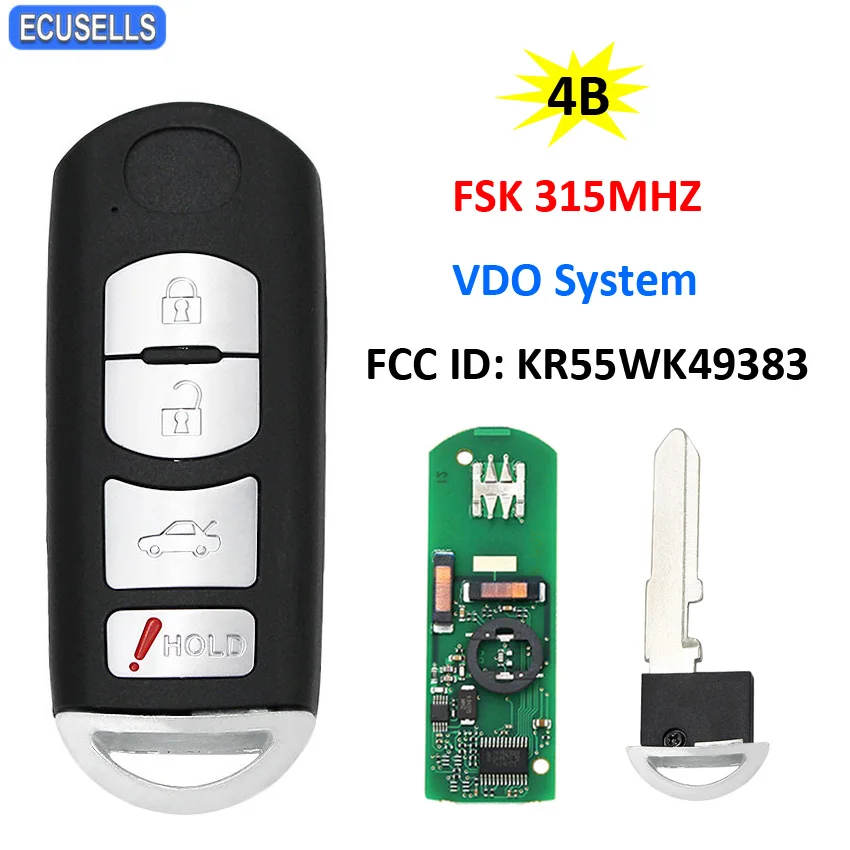 3 + 1/4 кнопка дистанционного управления Smart Prox ключ FSK 315 МГц для Mazda 6 2009 2010 2011 2012 2013 VDO