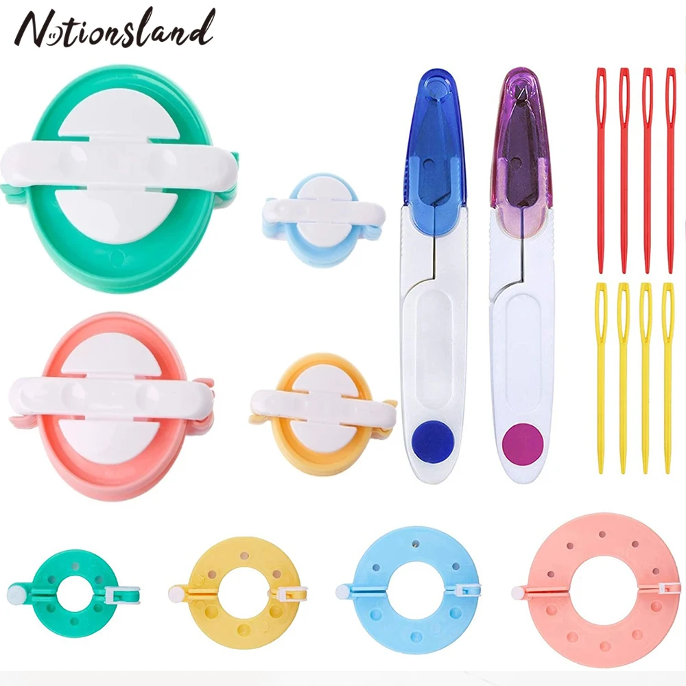 

25pcs/set Pompom Maker Kits Colorful Plastic Knitting Needles With Scissor DIY Yarn Knitting Crochet Craft Tool Kit Sewing Tool