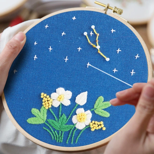 Beginner Embroidery Stitch Practice Kit Cross Stitch for Beginners Flowers  Needle Crafts Embroidery Hoop Handwork Needlework - AliExpress