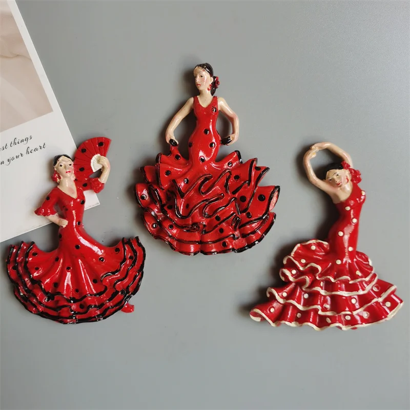 Spanje Flamenco Koelkast Magneten Spaanse Danser Toeristische Souvenir Decor Handwerk Magnetische Koelkast Sticker Collectie Geschenken