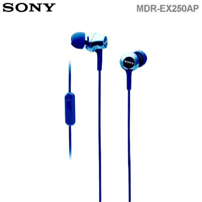 Original SONY MDR-EX250AP In-Ear Headphones 3.5mm Wired Earbuds Music Earphone Smart Phone Headset Hands-free with Mic