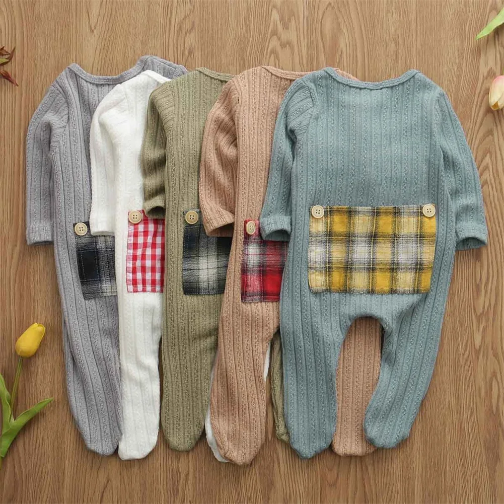 Детская одежда весна-осень хлопок Одежда для новорожденных одежда для малышей Одежда для мальчиков и девочек, закрывающие лодыжки, для малышей одежда с длинными рукавами, карманами и Детские комбинезоны одежда