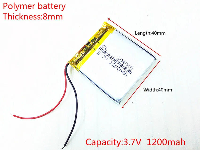 3.7V 1200mAh 804040 Lithium Polymer LiPo Rechargeable Battery ion cells For Mp3 Mp4 Mp5 DIY PAD DVD E-book bluetooth headset