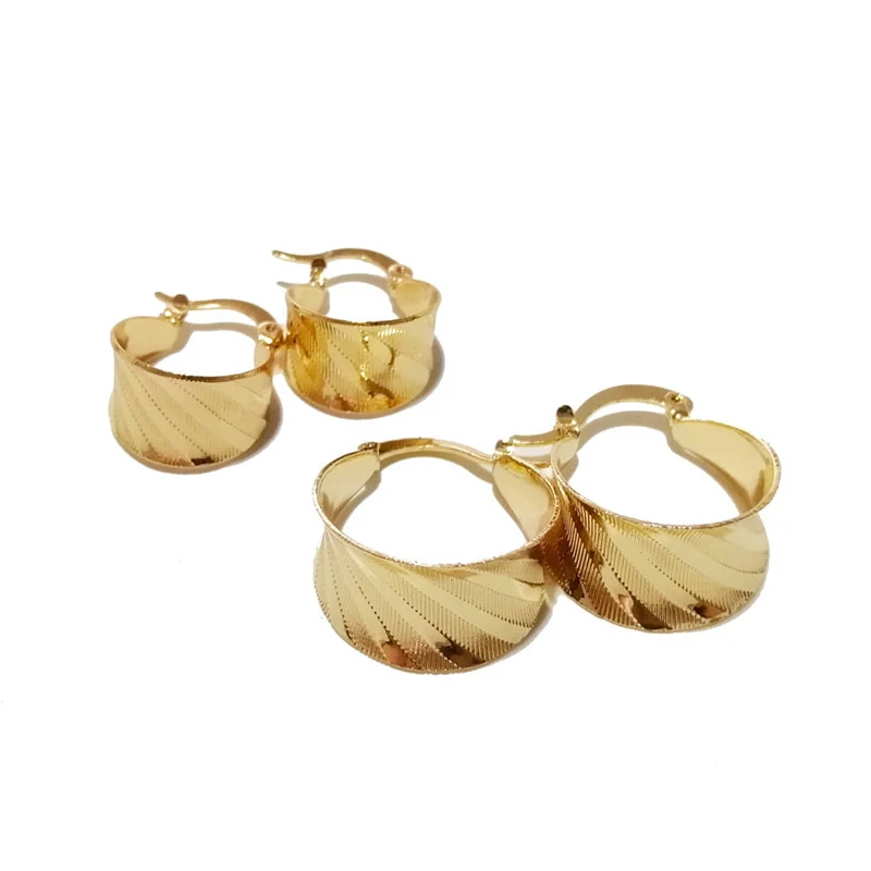 SRCOI Classic Popular Wide Small Hoop Earrings High Polish Copper Plating Twill Round Circle Earrings For Women Girl Party