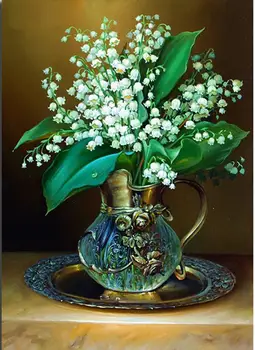 

5D Diy Full Diamond Painting Flower "Valley Lily" Cross Stitch Diamond Embroidery Scenery "Bellflower" Rhinestone Mosaic YR