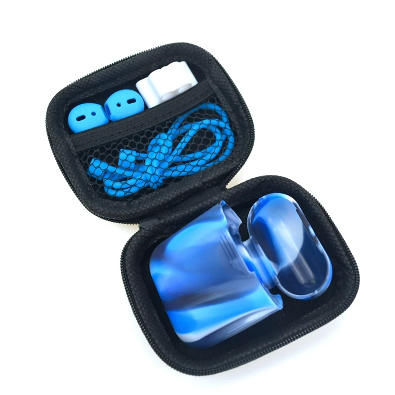 Jiyaru коробка для наушников Аксессуары для путешествий кошельки для денег сумка наушники молния чехол Портативный чехол для наушников упаковка Органайзер - Цвет: Blue