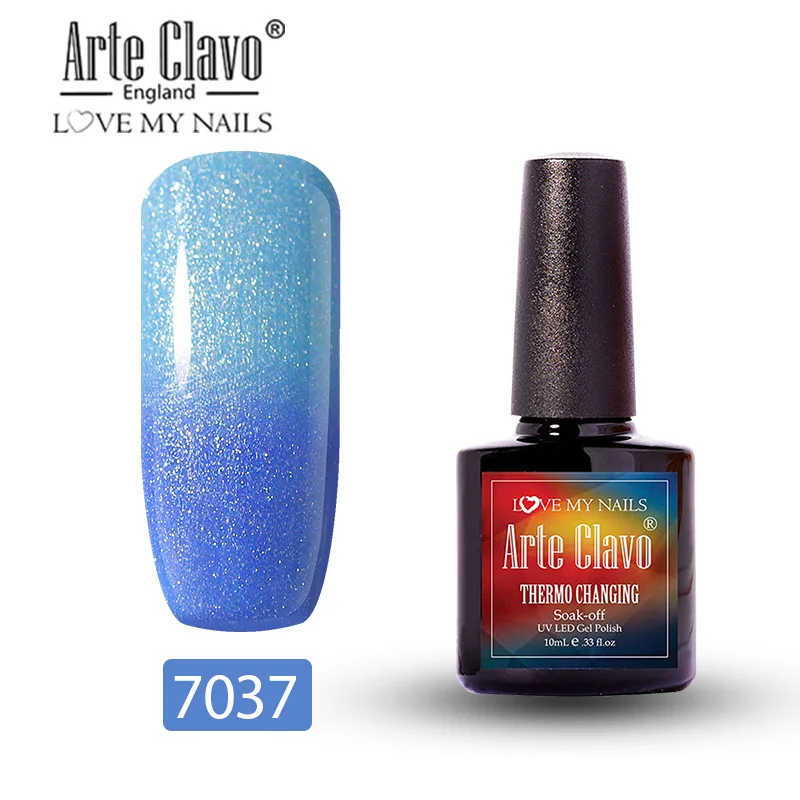 Arte Clavo, 10 мл, Гель-лак для ногтей, меняющий цветовую температуру, блестящее украшение, макияж, маникюрный Топ, набор, сделай сам, дизайн ногтей, салон - Цвет: 7037