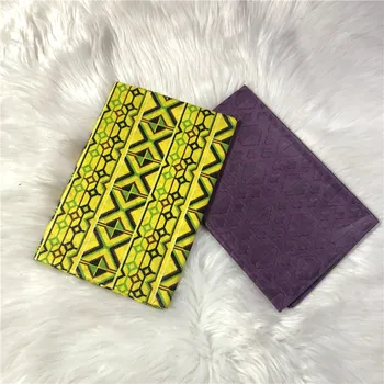 

Yellow Polyester Wax Chitenge Ghana Ankara Kente Wax Fabric African Kitenge Print Fabric For Cloth in 2+2 yards AW30