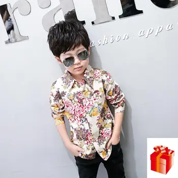 

Kids Boy Clothing Spring Blouses Long Sleeve Cotton Blouse Fashion Floral Pattern Shirt Baby Boy Clothes Valentine Day Gift