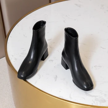 

QZYERAI 2020 Chic Genuine Leather Chelsea Boots Women Brand Design Ankle Boots Women Autumn/Winter Women Boots