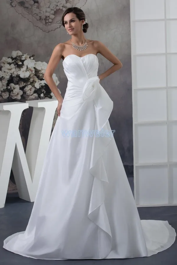 

free shipping 2017 new design hot seller custom size ball gown bridal gown sweetheart plus size train white wedding dress beach