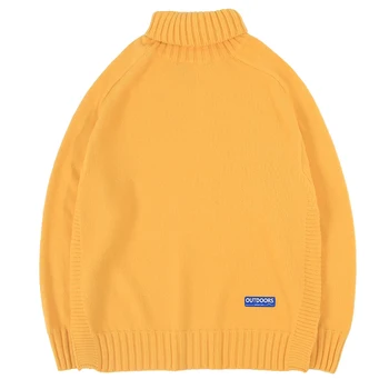 

Men's Turtleneck Sweater Fine Knitted Jumpers Warmth Pullover Casual Tops Hip Hop for Young Boys Leisure Outdoor Solid Color