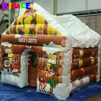 Buy Double Layer 4x4mW New Merry Xmas Inflatable Santa's Grotto House With Blower For Christmas Party Event Decoration