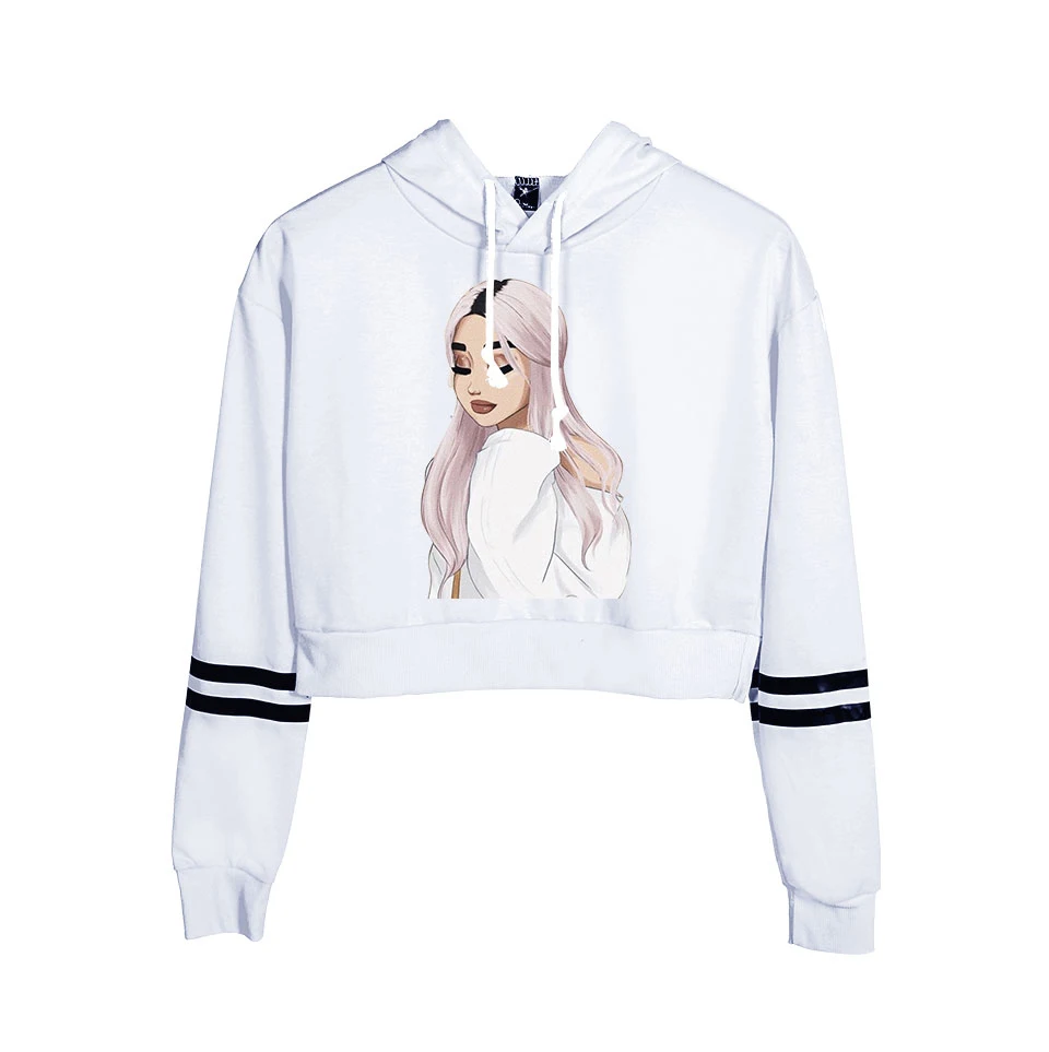 Hot Ariana Grande crop Top Hoodies women Fashion Cotton Harajuku Autumn Women's/girl's Hoodies And orange Sweatshirt