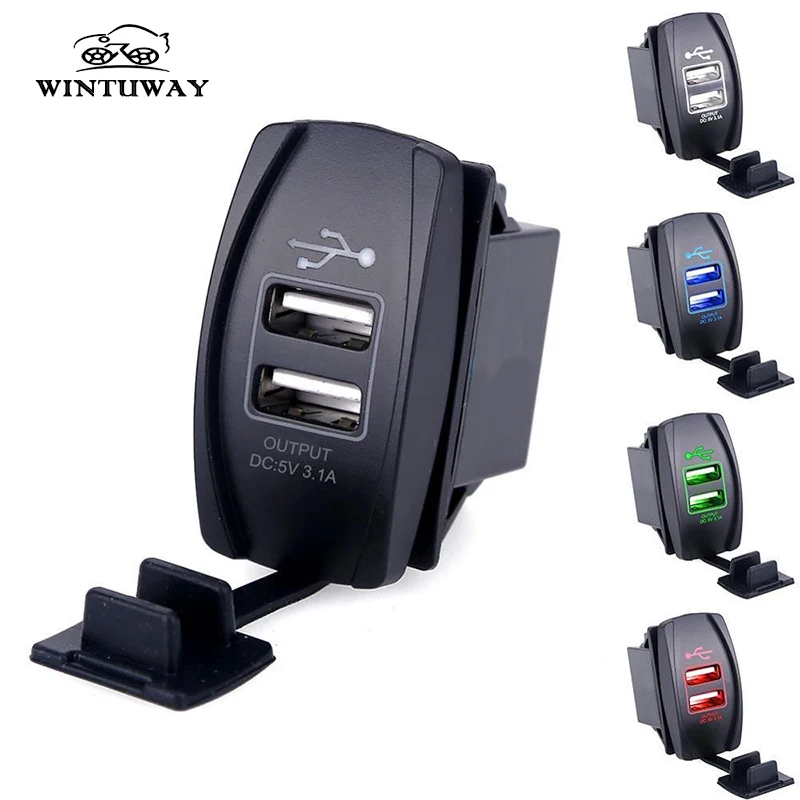

WINTUWAY 12- 24 V 3.1A Dual USB Power Adapter Charger USB Cigarette Lighter Socket Adapter Car Truck Boat ATV 2 Ports