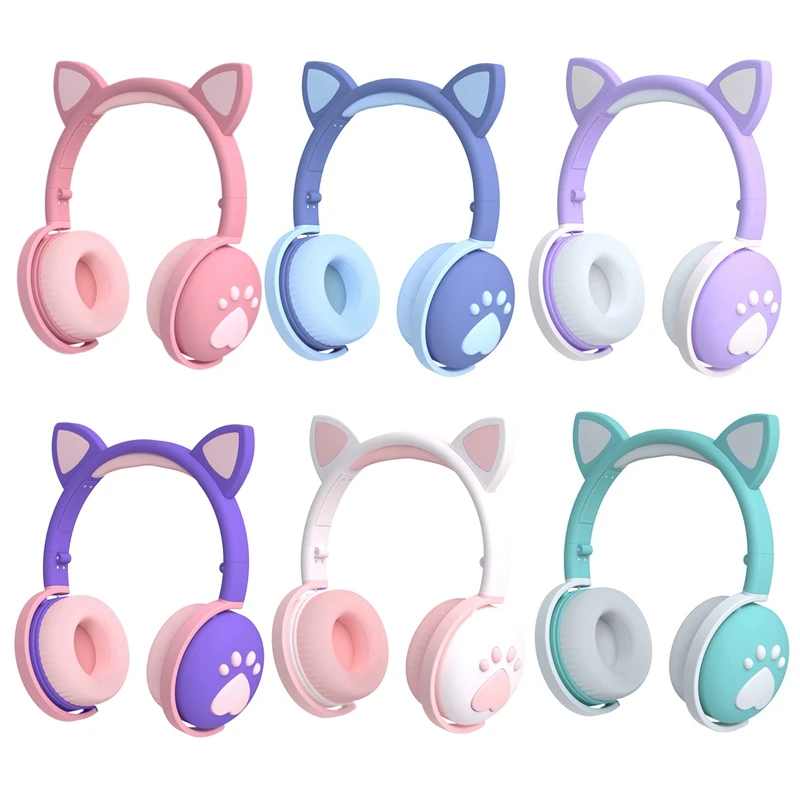 MOOL Cat гарнитура с микрофоном для Bluetooth 5 0 Симпатичные Светодиодный светильник Шум
