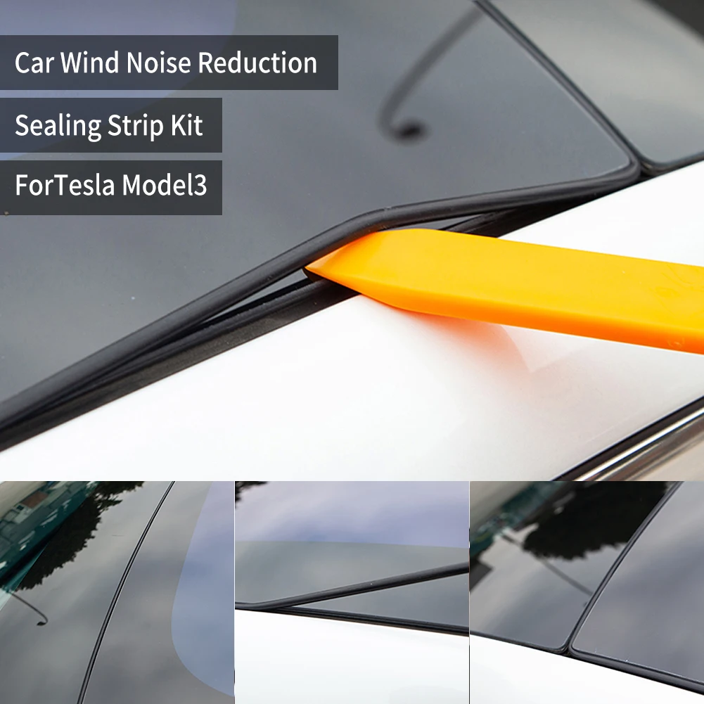 

Sunroof Rubber Seal Strip Wind Noise Reduction Kit Anti-Dust Skylight Sealing Strip Lowering Silicone Seal Kit for Tesla Model 3