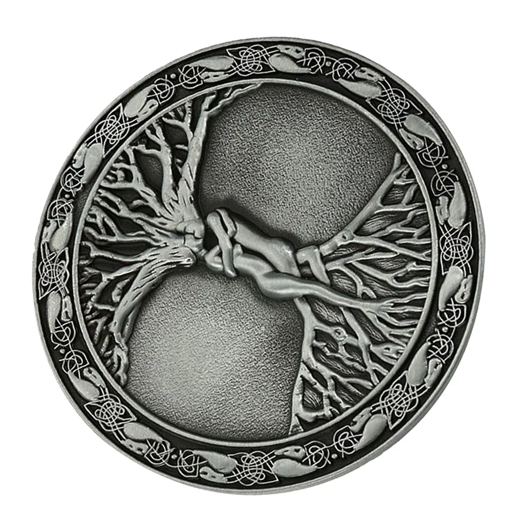 Vintage Tree Of Life Love Branch Nordic Mythology Belt Buckle 8cm Diameter Fit 3.6-3.9cm Belt