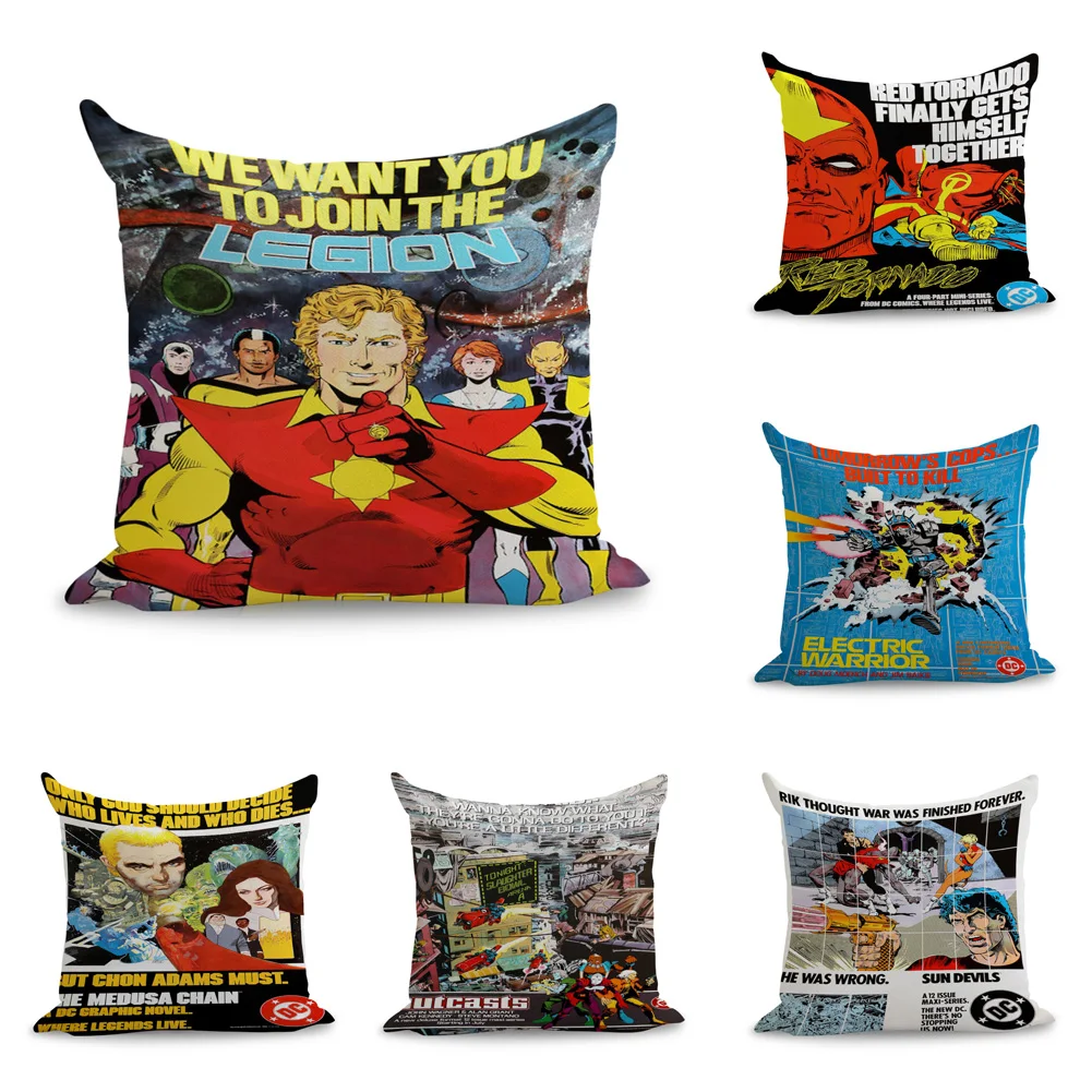 

DC Superheros Join The Legion Comics Pillow Euro Cover Decorative Massager Decorative Pillows Home Decor Gift