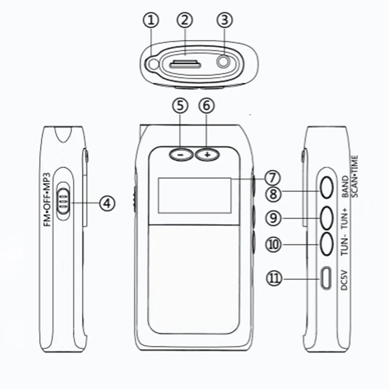 AABB-K605 мини карманное радио Fm Am Sw Mw цифровой тюнинговый радиоприемник Mp3