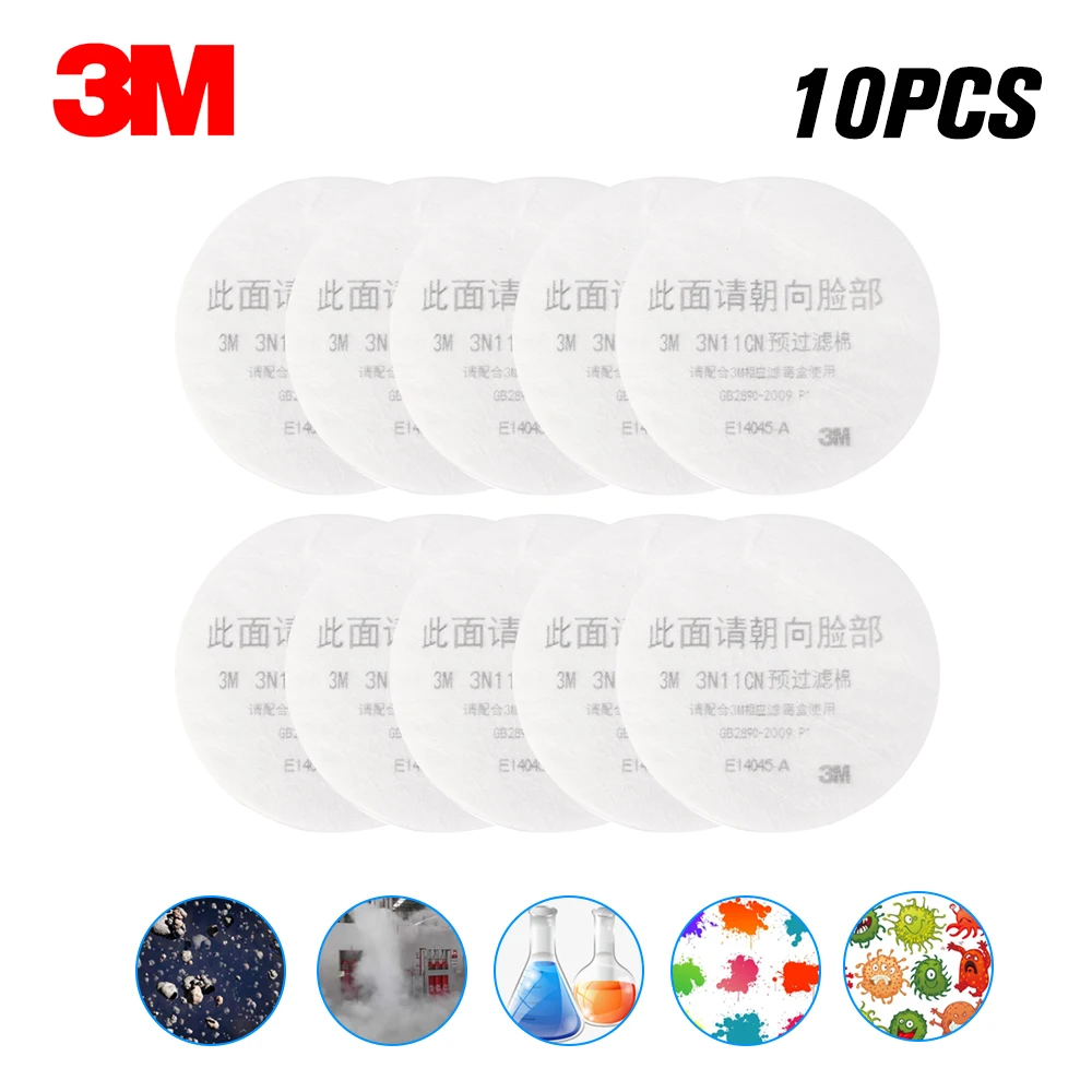 

3M 3N11 10pcs Anti Dust PM2.5 KN95 Mask Filter Cotton Face Masks Insert Protective Filter Respiratory Protection Outdoor