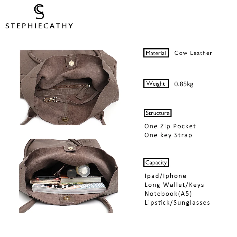  SC Brand Women Genuine Leather Shoulder Bags Causal Vintage Soft Cowhide Skin Handbag Shopping Buck - 32866953521