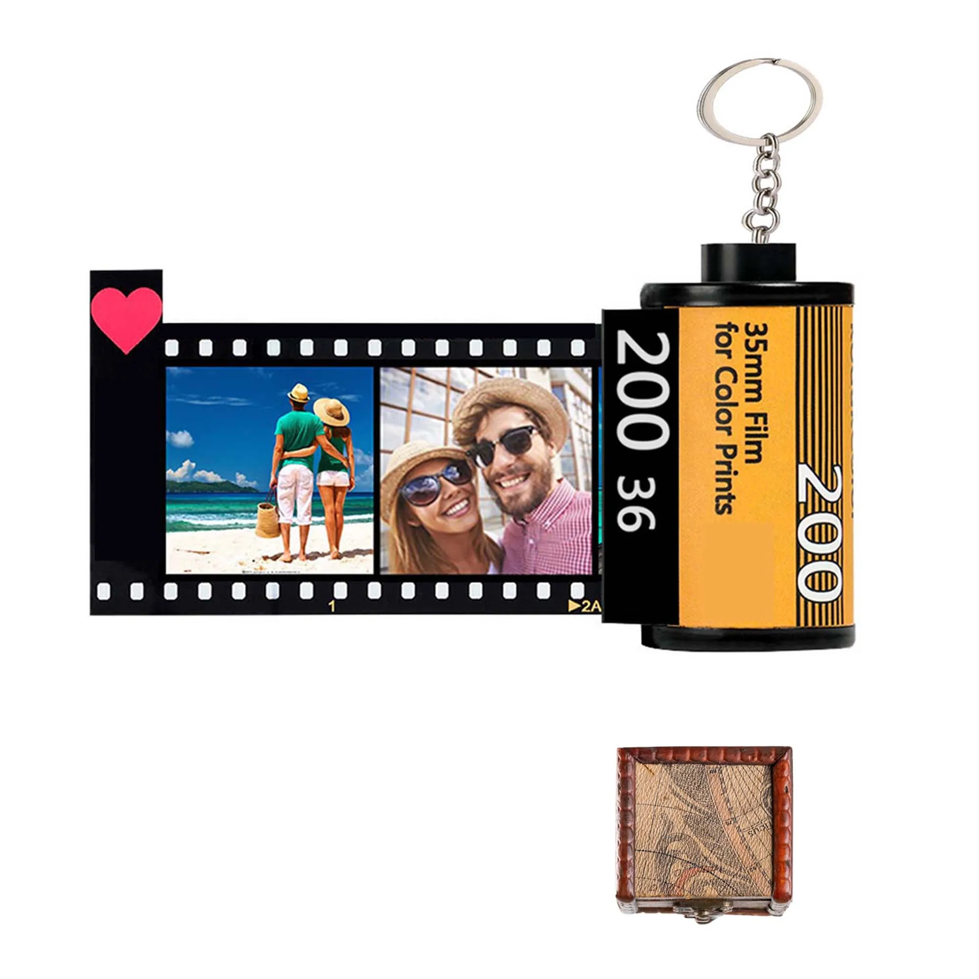 Keychain Couple Keyrings Albums-Cover Film-Roll Gifts Photo-Text Custom Memorial Valentines-Day-Present