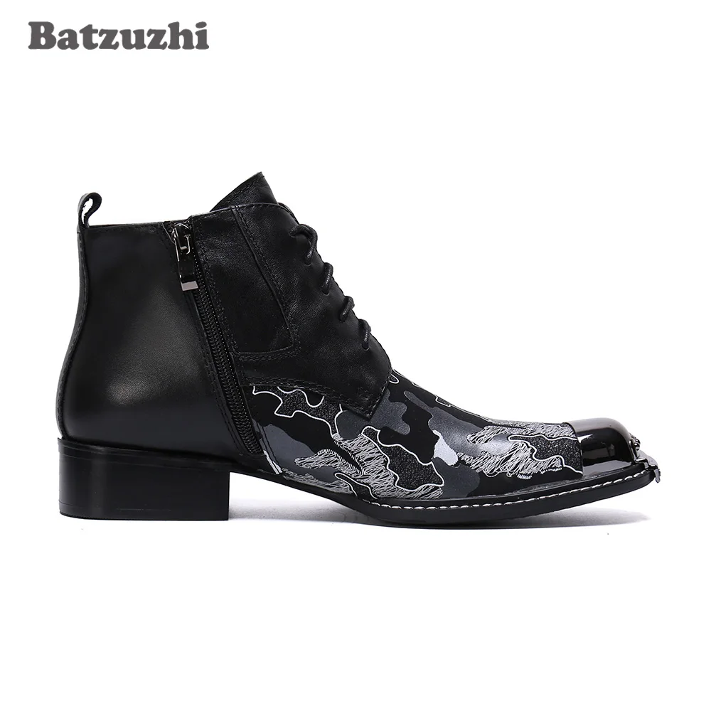 Batzuzhi Fashion Men Boots Shoes Lace-up Handmade Leather Ankle Boots Business Party Formal Leather Boots botas hombre,US6-US12