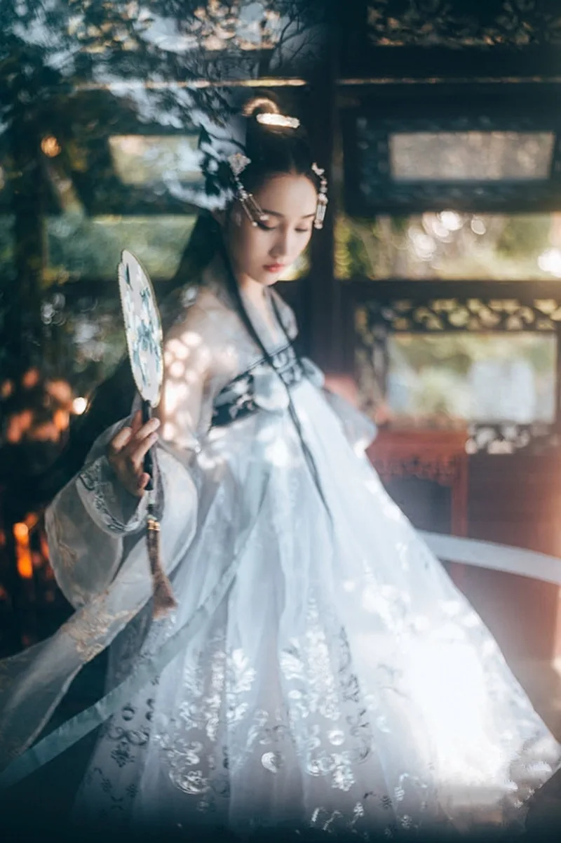 Традиционный Hanfu костюмы вышивка Восточный с длинным рукавом китайский стиль принцесса древний народный танец Фея ретро элегантный