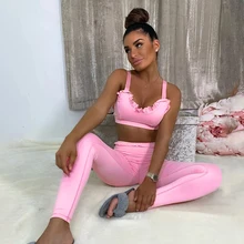 2 Piece Set Women Yoga Tracksuit Sleeveless Crop Top Bra &Joggers Leggings Pant Outfits Tight Running Wear Female Clothing