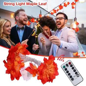 

String Light Maple Leaf LED Decoration Lamp Remote Control Light String With 8 Lighting Modes Warm White