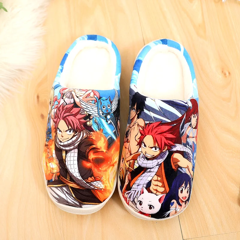 Fairy Tail Обувь для костюмированной вечеринки в стиле аниме «Жемчуг дракона»; зимняя теплая обувь Наруто; мужские и женские плюшевые Нескользящие домашние тапочки для взрослых - Цвет: Fairy Tail